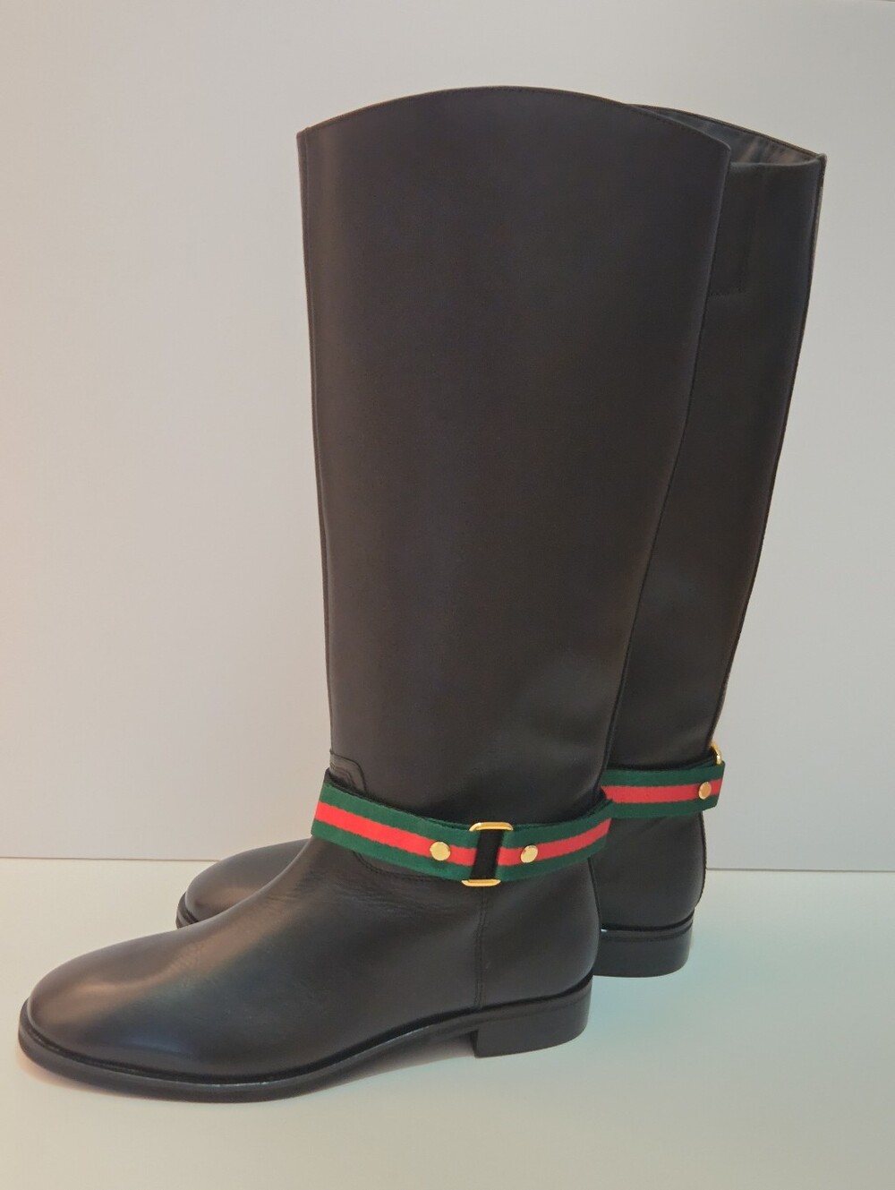 NWOT Boot Straps With Green-Red Stripes + Gold Hardware (Full Around Stripes)